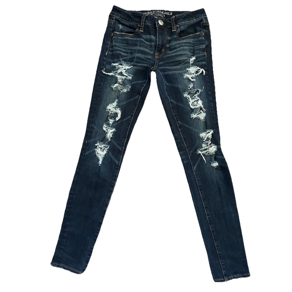 American Eagle Outfitter 360 Super Stretch 4 Regular Jegging Leggings Distressed